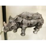 COLD PAINTED BRONZE RHINO INKWELL