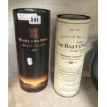 ''THE BALVENIE'' 10 YEARS AGED SINGLE MALT WHISKY (70CL) & ANOTHER MALT WHISKY BY HIGHLAND PARK AGED