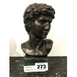 BRONZE BUST OF ROMAN MAN