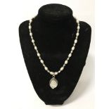 STERLING SILVER PEARL NECKLACE & PENDANT