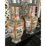 PAIR CHINESE HEXAGONAL VASES