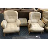 PAIR ERCOL EASY CHAIRS & FOOTSTOOL