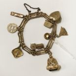 9CT. GOLD CHARM BRACELET WITH CHARMS