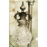 SILVER TOP CUT GLASS DECANTER