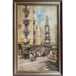 GUSTAVO PISANI 1877-1948 PAIR OF OILS ON CANVAS - STREET SCENES - BOTH SIGNED & 1 TITLED NAPOLI -