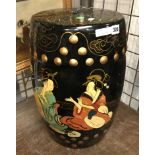 CHINESE BLACK BARREL STOOL