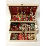 JEWELLERY BOX & COSTUME JEWELLERY - QUITE A LOT OF SILVER