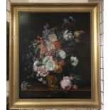 FREDERICK VAN BLOEMART GILT FRAMED OIL ON BOARD OF STILL LIFE - SIGNED