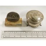 SILVER LIDDED CASKET & ISRAELI PAPERWEIGHT