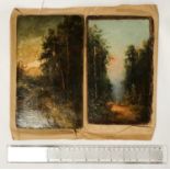 ATTRIBUTED TO YUILY YULEVICH KLEVER 1850-1924 PAIR OILS ON BOARD - LANDSCAPES - BOTH SIGNED &