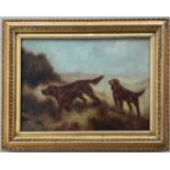 PAIR 19THC OILS ON CANVAS ''SETTLERS IN MOORLAND LANDSCAPE'' 1 SIGNED 29CM X 39CM - RELINED - BOTH