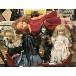 COLLECTION OF MOSTLY PORCELAIN HEADED DOLLS