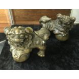 PAIR BRONZE DOGS OF FOO