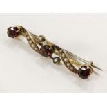 9 CT. GOLD SEA PEARL & GEMSTONE BROOCH