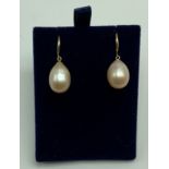 New unworn 9ct gold peach south sea pearl earrings