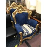 PAIR OF GILT ARMCHAIRS