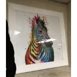 COLOUR ZEBRA PICTURE - 84CM X 84CM