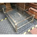 METAL & GLASS COFFEE TABLE IN GOOD CONDITION - LENGTH 127CM X WIDTH 78CM