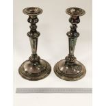 PAIR CANDLESTICKS (SILVER ON COPPER)