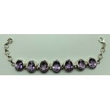 new unworn Beautiful faceted large amethyst bracelet sterling silver hallmarked