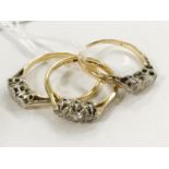 THREE 18CT GOLD RINGS