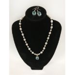 PEARL PENDANT NECKLACE & EARRING SET (925)