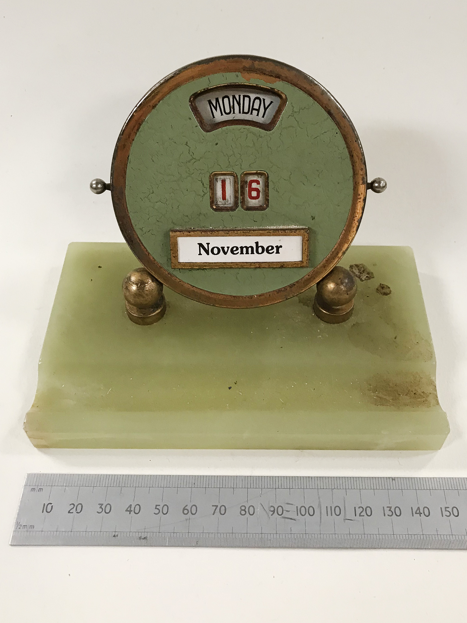 OLD GREEN ONYX CALENDAR