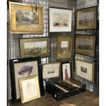 3 SIGNED / MONOGRAMED WATERCOLOURS - PORTRAITS OF EDWARDIAN LADIES, VARIOUS SIZES - LARGEST IS