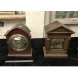 TWO WOODEN MANTLE CLOCKS