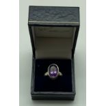 Sterling silver hallmarked 925 amethyst gemstone ring