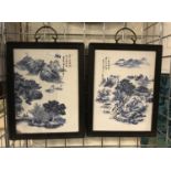 PAIR BLUE & WHITE PORCELAIN PLAQUES