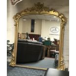 VICTORIAN GILTWOOD CARVED OVERMANTLE MIRROR -168CM HIGH 148CM WIDE