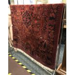 RED GROUND RUG - TURKISH -197 X 151CMS