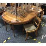 YEW TABLE & 6 CHAIRS