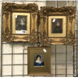 TWO GILT FRAMED PORTRAIT MINIATURES & ANOTHER