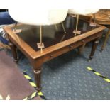 MAHOGANY LEATHER TOP TWO DRAWER LIBRARY TABLE