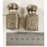 TWO PERSIAN SILVER PEPPER POTS