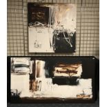 TWO MODERN PICTURES - SIGNED - 153CM X 83CM & 101CM X 101CM