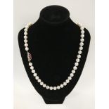 PEARL NECKLACE - 18CT GOLD & DIAMOND CLASP