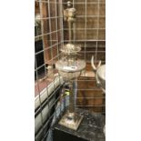 SILVER PLATED CORINTHIAN COLUMN OIL LAMP