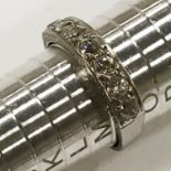 PLATINUM & DIAMOND RING SIZE M-N - 7 DIAMONDS TOTAL - BOXED