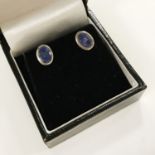 STERLING SILVER TANZANITE GEMSTONE STUD EARRINGS - APPROX 2CT