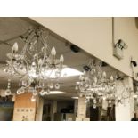 SET OF 3 GLASS DROP CHANDELIERS