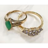 TWO 9CT GOLD RINGS - 1 DIAMOND & 1 DRESS RING