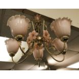 BRASS & MURANO GLASS SHADE CEILING LIGHT