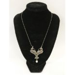 SILVER & ENAMEL BIRD NECKLACE