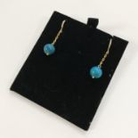 9CT GOLD TURQUOISE STUD DROP EARRINGS