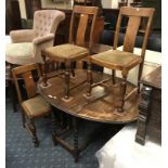 OAK BARLEY TWIST TABLE & FOUR CHAIRS