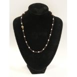 9CT GOLD NECKLACE - MADAGASCAN GARNET & JAPANESE AKOY PEARLS