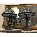 PAIR BLUE DRAGONFLY TIFFANY STYLE LAMPS